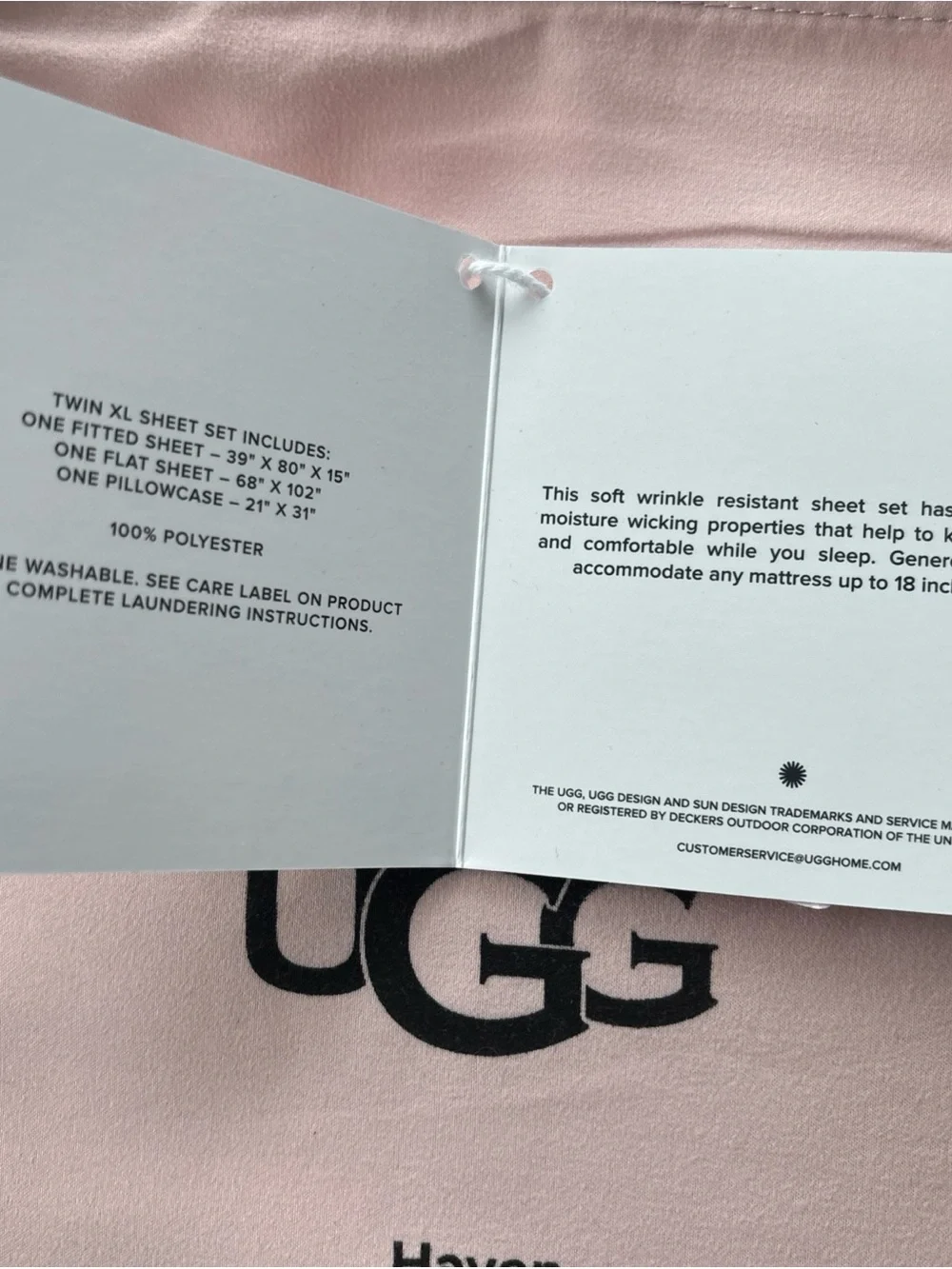 UGG Haven Twin XL Cooling Sheet Set in rose  tint